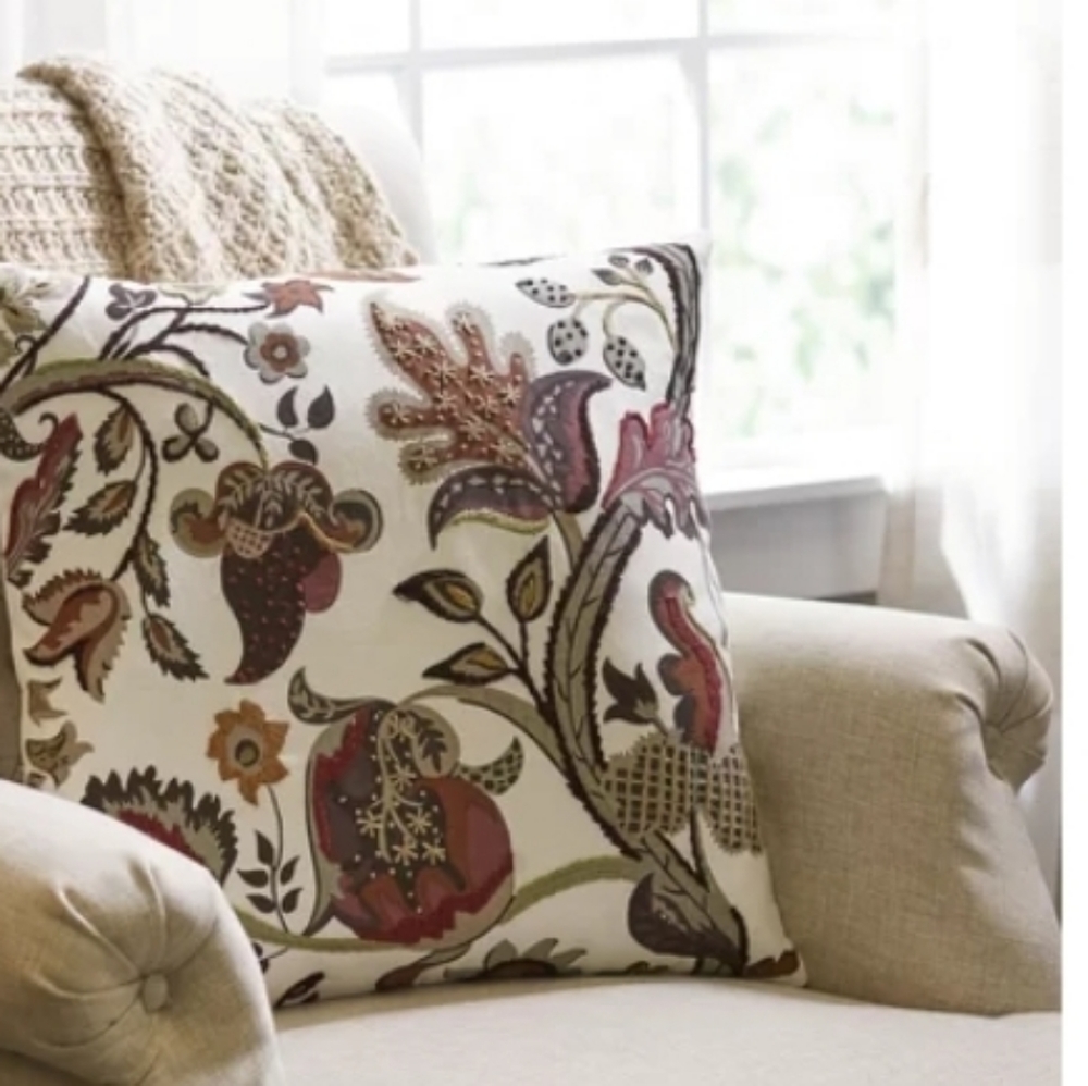 Finnigan Autumn Garden Embroidered Pillow Cover